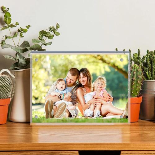 5 x 7 Acrylic Picture Frames 8 Pack, Clear Picture Frames Frameless Magnetic Picture Frame Double Sided Magnetic Photo Frame Self Standing Desktop Display Stand for Bedroom Living Room Home