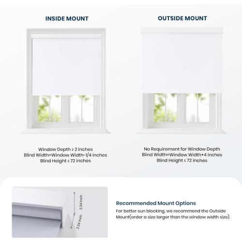 Color White 100% Blackout Roller Shades Cordless Blinds for Indoor Windows,Free-Stop Window Shades Pull Down,Thermal Insulated Fabric UV Protection,Blackout Window Guard Blinds for Home,Office,White,48 W x 72 H