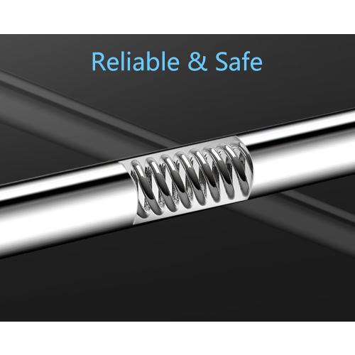 Shower Curtain Rod, Stainless Steel, No Drilling & Rust, Anti-Slip, Adjustable Tension Spring Pole, Extendable Telescopic Rail for Closet, Bathroom, Windows or Doorways (26-65inches)