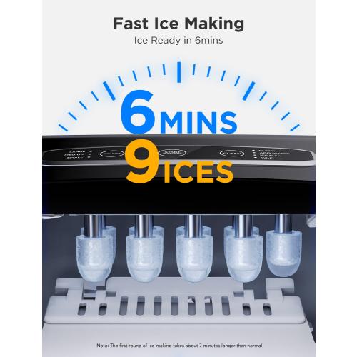 GoveeLife Smart Countertop Ice Makers, Portable Ice Maker Machine with Self-Cleaning, 6 Mins 9 Bullet Ice, 26lbs/24Hrs, Voice Remote for Home Kitchen Party Camping, with Ice Scoop Stainless Silver