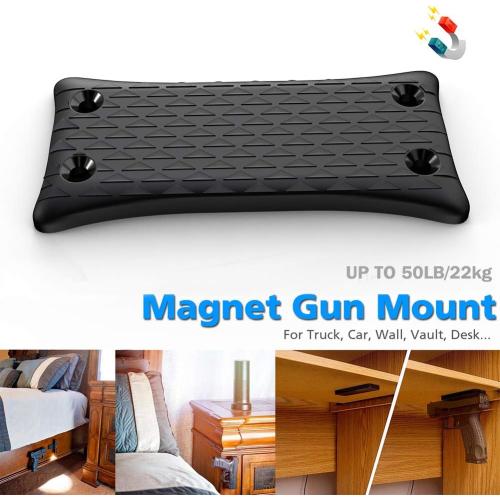Gun Magnet Mount, 50 Lbs Rating,Rubber Coated Gun Holder for Pistol, Handgun, Shotgun, Rifles, Revolvers, Safe, Hunting, Firearm Accessories, Using in Car, Truck, Wall, Desk, Vehicle and Home