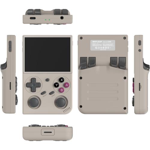 G350 Handheld Game Console , 3.5 Inch IPS Screen Linux System 3200 mAh Battery 4371 Games Preloaded , Portable Retro Video Games Console Support Controller and Earphone (Gray)