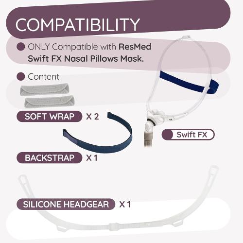 FX CPAP Headgear Strap Compatible with Resmed Swift FX Nasal Pillows CPAP Mask- Adjustable Headgear C Pap Replacement Supplies Part for Swift FX
