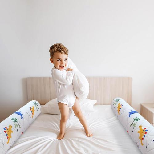 2-Pack Premium Foam Bed Bumpers for Toddler, Non-Slip Bed Rails for Toddlers for Twin, Queen, King Beds, Machine Washable Bumpers Cover for Easy Care（Size: 52 x 7 x 5）