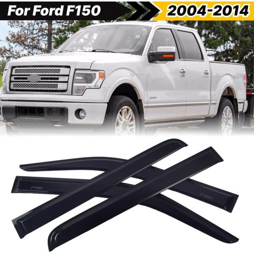 Window Visor Shield Deflector Guard for Ford F150 2004-2014 Only, 4Pcs Window Visor Guard Window Wind deflectors for Ford F150 2004-2014 Only,Tape-on Type