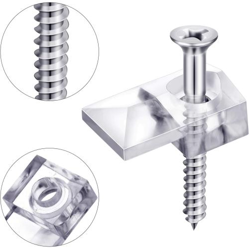 Blulu 20 Pack Mirror Holder Clips for 6 mm in (6/25) Glass Mirror Hanging Kit for Wall Mounting Hanging Retainer Fasteners with Screw and Anchors for Fixing Cabinet Door(Classic Style)