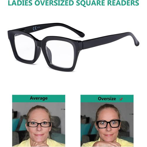 4 Pack Eyekepper 4 Pack Ladies Reading Glasses - Oversized Square Design Readers for Women