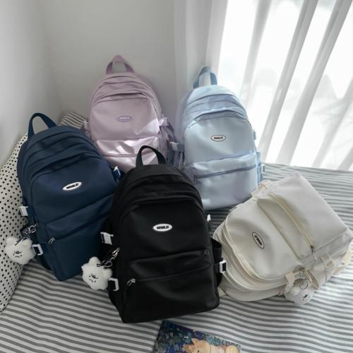 Dark Blue Kawaii Backpack with Cute Accessories Casual Aesthetic Daypack Simple Laptop Bag Waterproof Travel Rucksack for Women (dark blue)