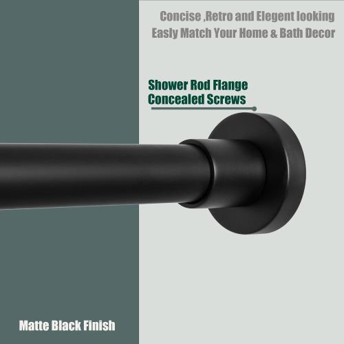 Artiwell Heavy Duty Shower Rod, Adjustable Shower Curtain Rod, Expandable 47-84 Inch, Permanent Mount Shower Rod, Never Rust Stainless Steel For Window Curtain and Closet, Matte Black