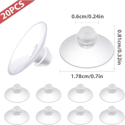 Transparent Anti-Collision Suction Cups, 18mm/0.7 Mark-Free Design for Glass Table Tops, Furniture, and Desks
