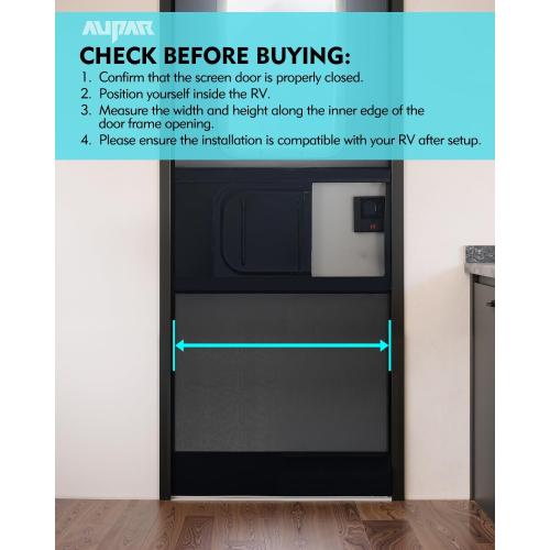 Aluminum Alloy RV Entry Screen Door Grille Adjusts from 22- 31.5, Adjustable RV Door Screen Protector, Black