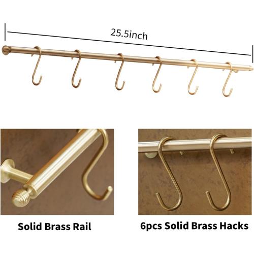 Fietrexa 29.5“x29.5” Aged Brass Finish 304 Stainless Steel Rang Hood Backsplash with Solid Brass Rail & S Hooks,Stove Backsplash,Vintage Style,Kitchen Wall Splash Guard.