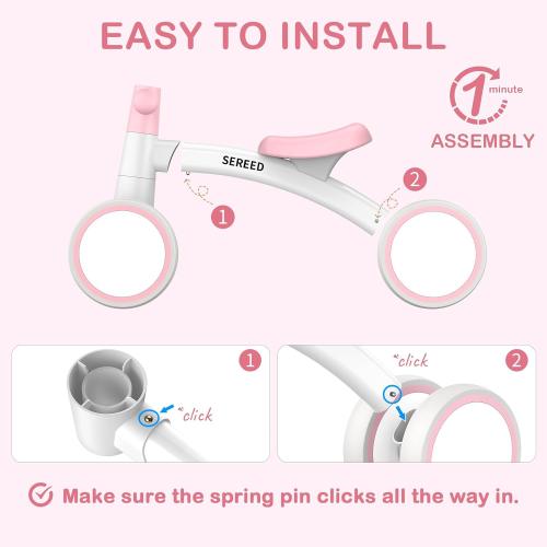 SEREED Baby Balance Bike for 1 Year Old Boys Girls 12-24 Month Toddler Balance Bike, 4 Wheels Toddler First Bike, First Birthday Gifts