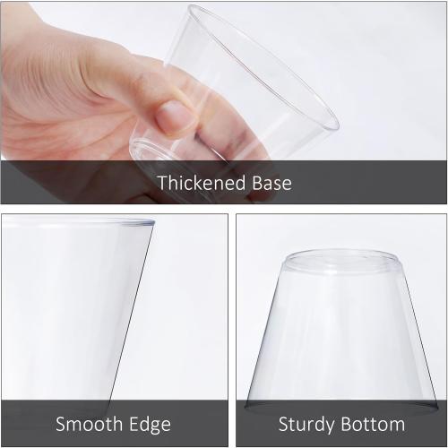 9 oz Clear Plastic Cups, 100 Pack Disposable Fancy Cup for Wedding, Cocktail Cups 9 Ounce, Bulk Clear Plastic Tumblers for Iced Coffee, Cold Beverage
