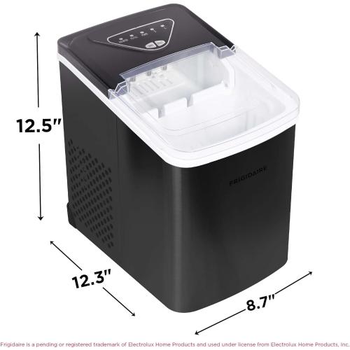 Frigidaire EFIC123-SSBLACK Compact Countertop Ice Maker, 26lbs of Ice per Day, Black Stainless