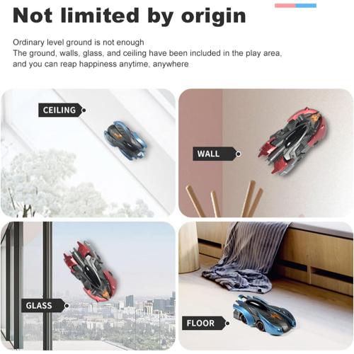 XIAOKEKE Rc Cars for Kids, Wall Climbing Watch Remote Control Car Toy Gifts for Kids Boys Girls, 360°Rotating Stunt Dual Mode Car Rechargeable, Head and Rear with Powerful LED Light