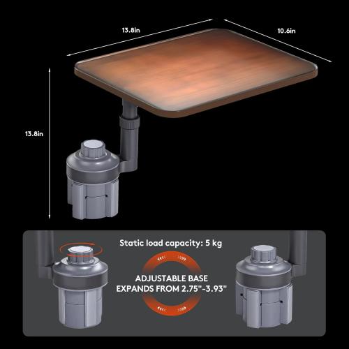 Car Tray Table & Car Laptop Desk, Height-Adjustable 360° Rotating Wood Car Laptop Mount, Steering Wheel Tray, Cup Holder Table,Compatible with Tesla & Most Vehicles Walnut