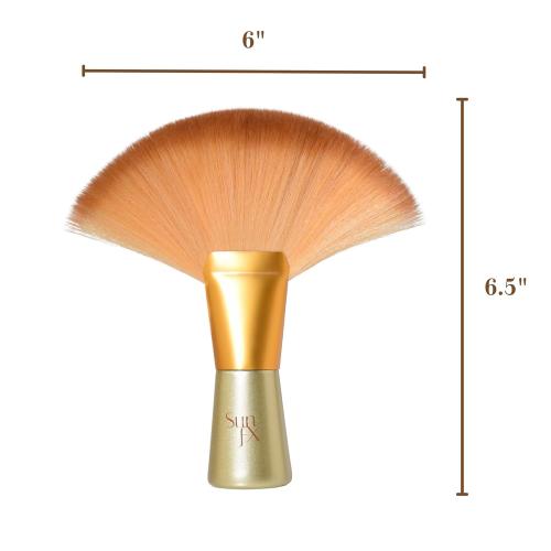 Gold SunFX Finishing Powder Brush | Large Professional Fan Brush for Salon Use | Perfect For Spray Tan Powder