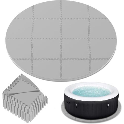 AFFLUENT 77 EVA Hot Tub Mat & Pad for Inflatable Tubs - 1/2 12MM Thickened Non-Slip Outdoor/Indoor Protective Mat, Waterproof Durable Inflatable Hot Tub Accessories, Easy Clean (Gray)