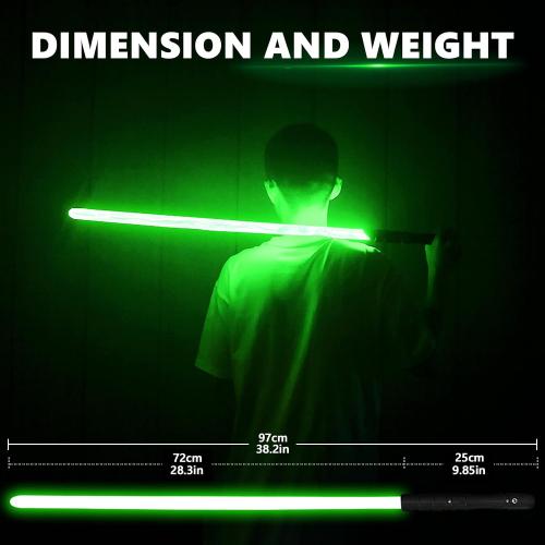 Lightsaber Black hilt Series,Jedi Sith Classic Led Light Saber Aluminum Hilt,Smooth Swing,Blaster,Locking Types,Support Realistic Dueling Battle(38.2inch-Green)