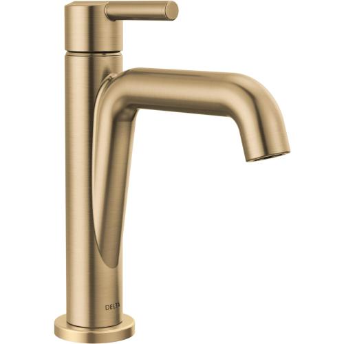 Delta Nicoli Brushed Gold Bathroom Faucet 1 Hole, Single Hole Bathroom Sink Faucet for Vanity, Push-Pop Drain Assembly, Champagne Bronze 15849LF-CZ