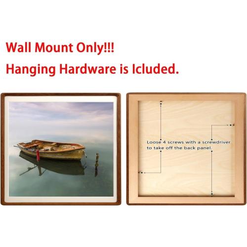 20x20 Square Picture Frame in Natural Teak Wood, Solid Wooden Frames matted to 18x18, Gallery Frames for Wall Mount