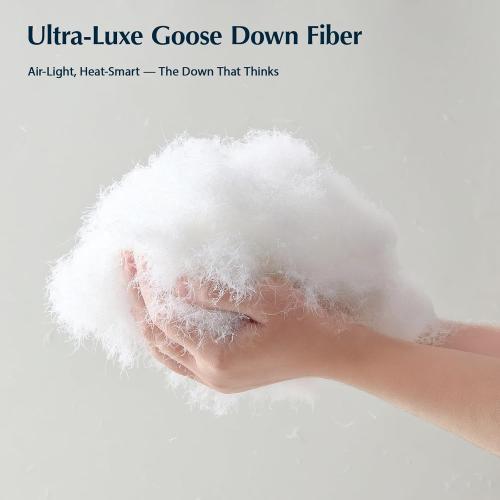 Pacific Coast Goose Feather Down Fiber Comforters Queen Size, Extra Fluffy White Duvet Insert, Ultra-Soft, Breathable, All Season Hotel Luxury Bedding Comforters