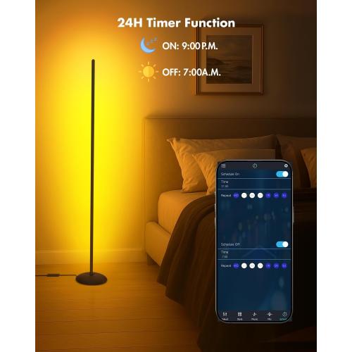 Corner Floor Lamp - 2 Pack LED Corner Lamp with App/Remote/Button Control, Smart LED Floor Lamp with Music Sync and 16 Million Colors, Color Changing Standing Lamp for Living Room, Bedroom