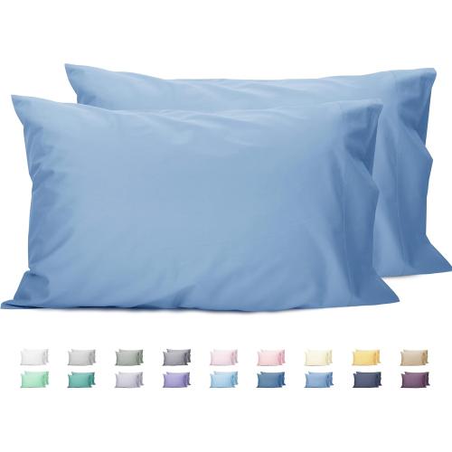 Sunflower Queen Pillowcases Set of 2, 100% Cotton Queen Size Pillow Cases 2, 20×30 inches Placid Blue, Soft and Breathable