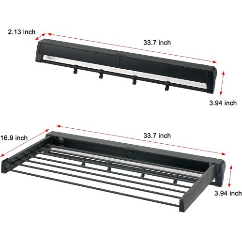 Color Black Wall Mounted Drying Rack, Aluminum Collapsible, 88 lbs Capacity, Foldable Laundry Rack for Drying Clothes