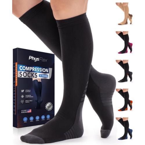 S/M Black Compression Socks for Women & Men (20-30 mmHg) Support for Travel, Nurses, Pregnancy, Shin Splints, Sports and Everyday Wear
