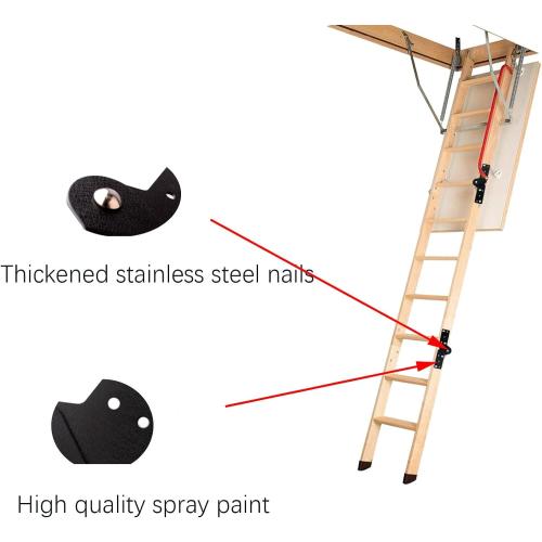 2 Pcs Attic Ladder Hinge Pull Down Stair Parts Suitable for Restoring Old Loft, DIY Ladder (Black)