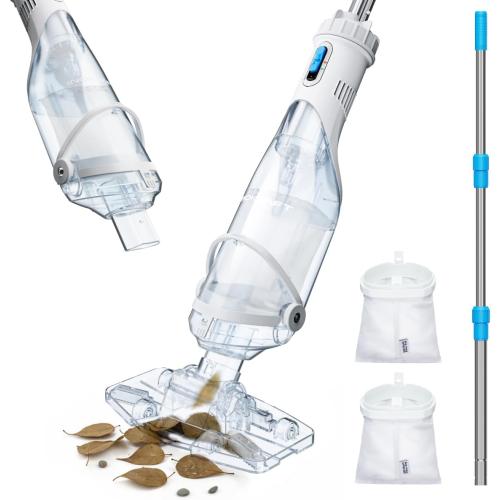 InoKraft Pool Vacuum for Above Ground Pool, Cordless Handheld Pool Vacuum for Inground Pools, Rechargeable Pool Cleaner with Powerful Suction up to 18.5 gallons/min, Ideal for Leaves, Debris, Blue (Missing Charger)