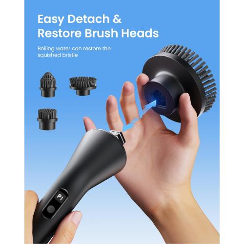 Leebein Electric Spin Scrubber, 2025 New Cordless Cleaning Brush Bathroom Scrubber, IPX7 Waterproof Shower Scrubber with 7 Brush Heads, Extendable Long Handle and 2 Speeds Scrubber for Bathtub Floor