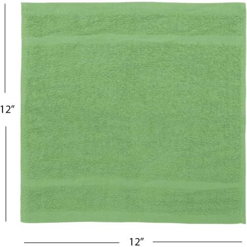 Avalon Towels Cotton Washcloths – (Pack of 24) Size 12x12 Inches, 100% Ring Spun Cotton, Soft & Absorbent Face Towels, Gym Towels, Hotel and Spa Quality, Reusable Fingertip Towels (Sage Green)