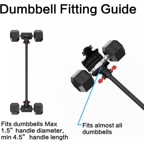 Dumbbell Converter by SEWD – Turn Dumbbells into Barbell Set – Adjustable Weights & Up to 220LB Capacity Barbell for Home Gym Full Body Workouts – Red