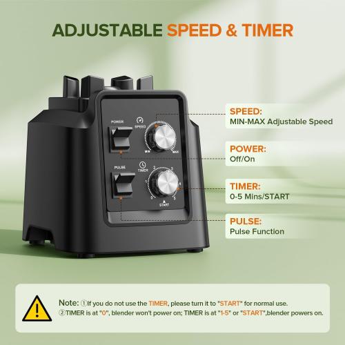 Blender for Smoothies, Blender with 68Oz. Pitcher & 20Oz. Grinder, 28000 RPM Blenders for Kitchen, Ice Crushing, Frozen Fruits, Blending, Black