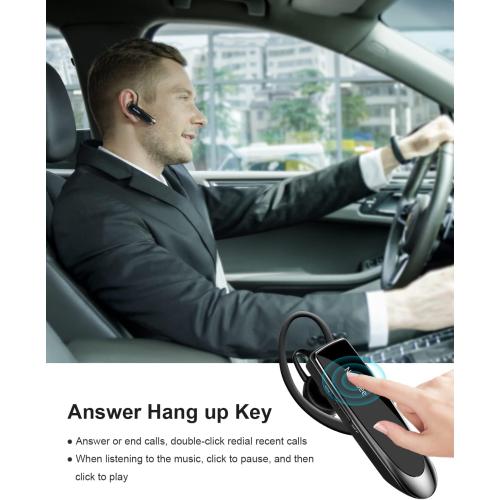 New Bee Bluetooth Earpiece V5.0 Wireless Handsfree Headset with Microphone 24 Hrs Driving Headset 60 Days Standby Time for iPhone Android Samsung Laptop Trucker Driver (Black)