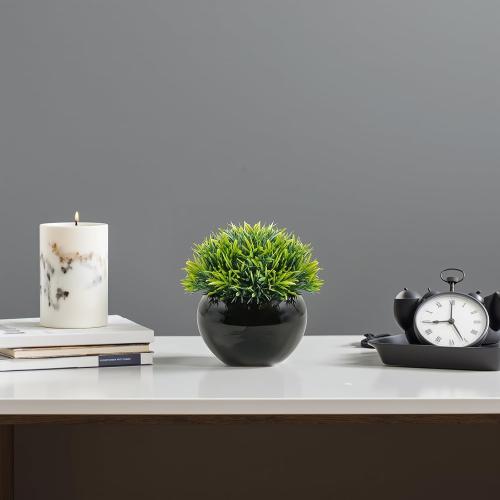 Velener Small Artificial Succulents Grass Desk Plant for Office, Fake Sage Plants for Shelf Decor, Mini Faux Plant Indoor, Masculine Home Decor, Coffee Table Decor, Bathroom Counter Decor in Pot