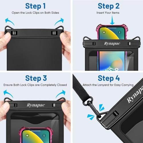 [Up to 10] Large Waterproof Phone Pouch Bag - 2 Pack IPX8 Waterproof Phone Case for iPhone 17 16 15 Pro Max Galaxy S25 S24 Ultra, Touchscreen & Underwater Photography, Beach Cruise Travel Essentials