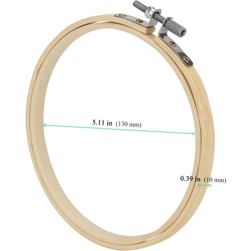 SENJEOK 20 PCS 5 Inch Bamboo Embroidery Hoop, Adjustable Cross Stitch Circle Ring for Craft Sewing, DIY Project, Decoration