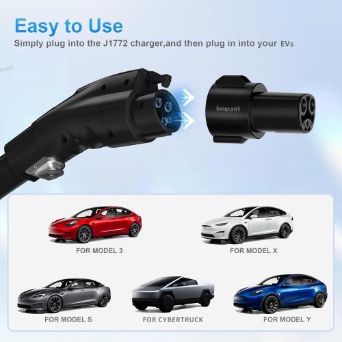 J1772 to Tesla Charger Adapter, Max 80A 250V Fast Charging J1772 to NACS Adapter for Tesla Model 3/Y/X/S/Cybertruck Charging Adapter, Compatible with J1772 EV Charge to Tesla Adapter -UL 2252