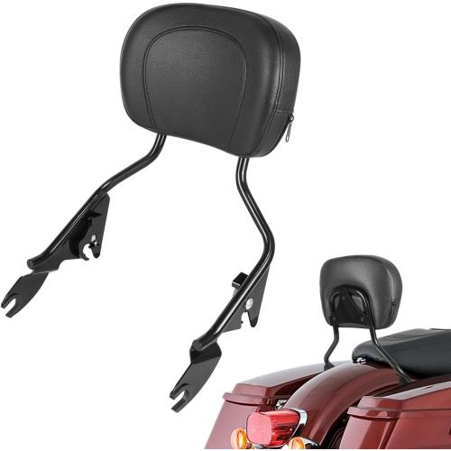 Detachable Upright Passenger Backrest Sissy Bar With Backrest Pad Compatible With for 2009-2025 Harley Touring Street Glide Road King Electra Glide Road Glide FLHR FLHX FLHT FLTR,Black