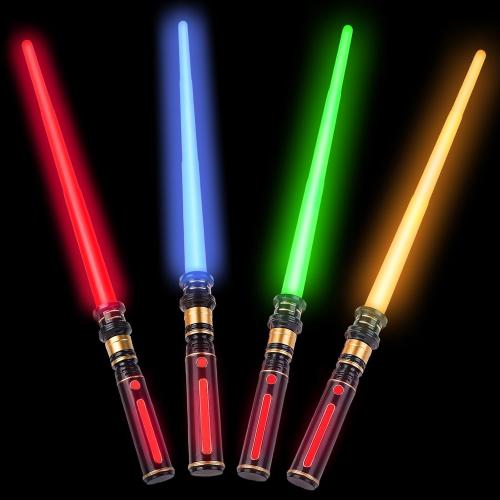 4 Pack Light Up Sabers, Light Up Sword with FX Sound Expandable for Kids