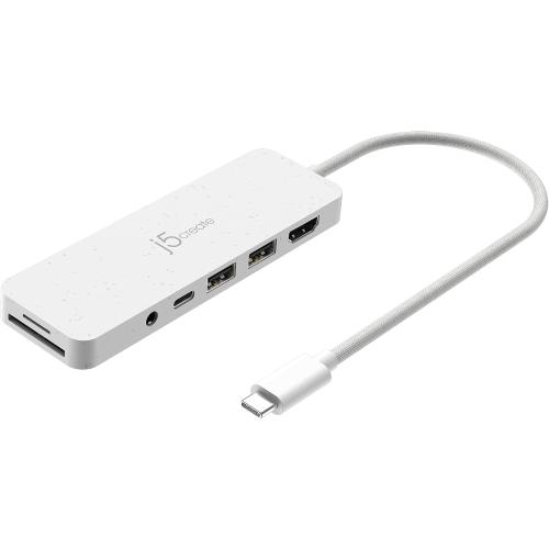 j5create USB-C Multi-Port Hub with Power Delivery with 4K HDMI/2 USB-A 5Gbps/PD 100W Charging SD&Micro SD/3.5mm Audio | for MacBook Pro&Air/iPad Pro/iMac/Surface/XPS/Thinkpad/Galaxy/and More(JCD373EW)
