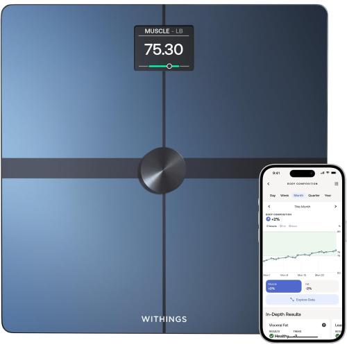 WITHINGS Body Smart - Accurate Scale for Body Weight and Fat Percentage, Body Composition Wi-Fi and Bluetooth Weight Scale, Baby Weight Scale, Smart Scale Apple Health Compatible, Bathroom Scale