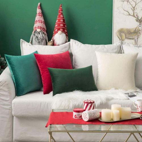 MIULEE Velvet Pillow Cover Soft Luxury Decorative Throw Pillow Cover Single Lumbar Rectangle Cushion Case Home Decor for Couch Sofa Bedroom Car,12x20 Inch Army Green