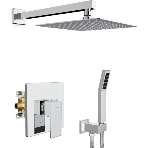 SR SUN RISE Shower System Bathroom 10 Inch Rainfall Shower Head & Handle Set Wall