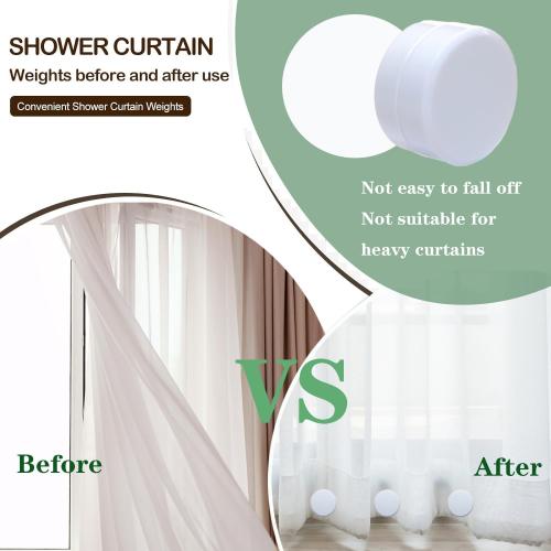 3 Sets Shower Curtain Weights Bottom, Magnetic Heavy Duty Weights Premium Shower Curtain Liner Clips Added Weight, Work for Drapery, Tablecloth, Stop Shower Curtain Blowing in, White Weights