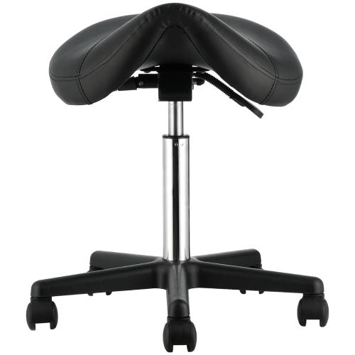 VEVOR Saddle Stool with Wheels, 400 LBS Weight Capacity Ergonomic Rolling Saddle Stool, Height Adjustable Thickened PU Leather Swivel Saddle Stools Chair for Salon, Spa, Tattoo, Clinic, Black